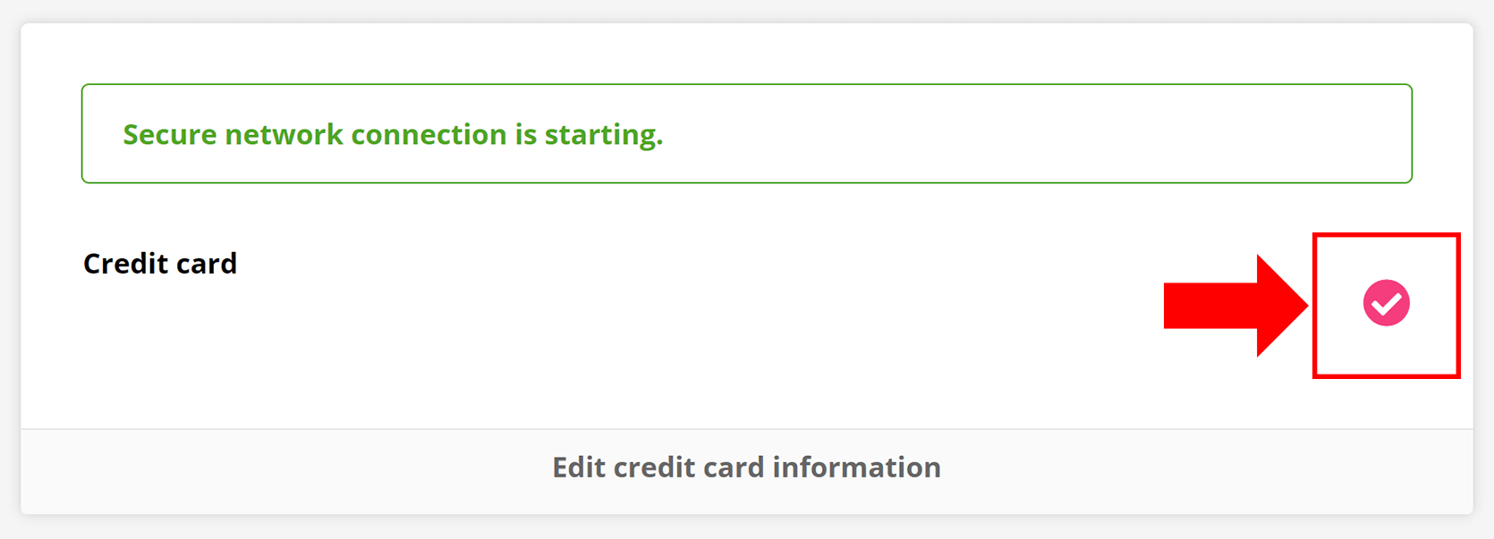 Choose the type of credit card, input the card number, and the expiry date.